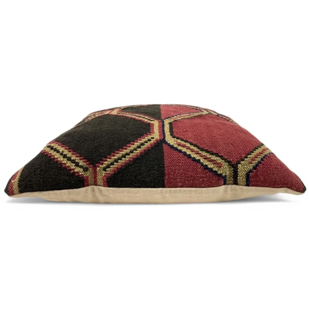 Pottery Barn Kindu Kilim Pillow Brown Red Wool Southwestern Tribal 18x18 New